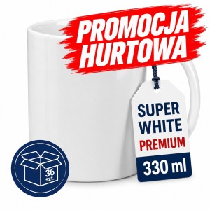 Kubki do sublimacji AAA 330 ml białe połysk ceramiczne Premium Super White 36szt.