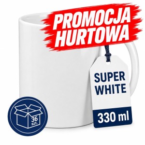 Kubki do sublimacji 330 ml białe połysk ceramiczne Super White 36szt.