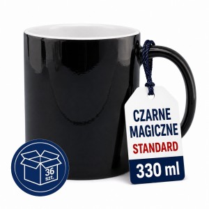 Kubki magiczne do sublimacji AA 330 ml czarne zmieniające kolor ceramiczne 36szt.