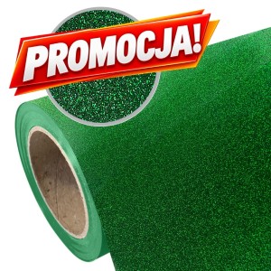 Folia flex brokatowa Glitter SEF Green 6 zielona 350mic gruba wyczuwalny brokat