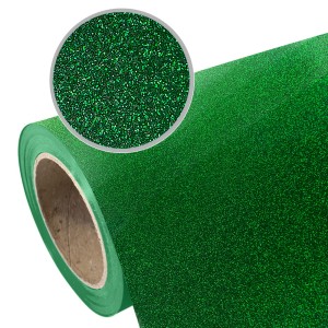 Folia flex brokatowa Glitter SEF Green 6 zielona 350mic gruba wyczuwalny brokat